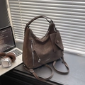 Borsa hobo vintage in pelle scamosciata marrone con pochette e tracolle regolabili - Con Ciondolo Piccola Borsa / Marrone