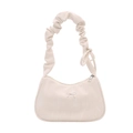 Borsa sottobraccio beige nuvola con manico scrunchie e fiocco in metallo argento - Bianco