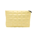 Quilted yellow puffer clutch bag made of light space cotton with large checkered pattern - Yellow