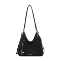Bolso tipo cubo hobo negro en ante sintético con cremallera y colgante de sobre mini - Negro