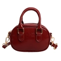 Sac à main bowling rouge bordeaux avec lettrage embossé et bandoulière amovible - Rouge