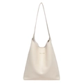 Minimalistische beige Tragetasche aus mattem Kunstleder mit goldenem Fashion-Druck - Weiß