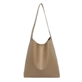 Khaki minimalistische Vintage-Einkaufstasche mit goldenem Mode-Schriftzug auf weißem Grund - Khaki