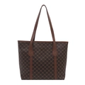 Chique retro tote bag met ruitpatroon en donkerbruine lederen handvaten voor dames - koffiekleur