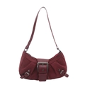 Rote Wildleder-Faltentasche mit Vintage-Metallschnalle und verstellbarem Schultergurt - Rot