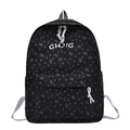 Black corduroy backpack for girls with gray heart patterns and GHJIG letter embroidery - Black (Without Charm)