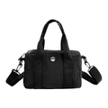 Borsa a tracolla in nylon nero plissettato con logo M in metallo e multi-tasche - Nero