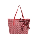 Elegante rot-weiße Braut-Tasche mit Double Happiness Aufdruck und schöner Seidenschleife - Rot