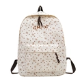 Corduroy school backpack in cream with coffee heart and bow prints for students - Off-White (Without Pendant)