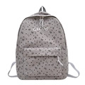Grey corduroy backpack with black heart patterns and white GHUIG embroidery detail - Grey (Without Pendant)