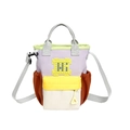 Sac gourde en toile style pixel multicolore avec corps violet et bandoulière réglable - Jaune et Orange