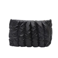 Minimalist black quilted cosmetic bag with cloud-like puffed design and metal zipper - Black