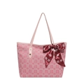 Braut-Geschenktasche aus Segeltuch mit Doppelglück-Jacquard und roter Satinschleife - Rosa