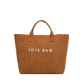 Grote bruine tote bag van imitatie suède met letteropdruk voor dagelijks gebruik - Bruin