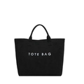 Minimalistische zwarte suède-look shopper met TOTE BAG tekst voor dagelijks gebruik - Zwart