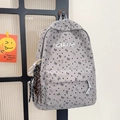 Grauer Cord-Schulrucksack für Mädchen mit Herz- und Schleifenmuster und Quastendetails - Grau (Mit Anhänger)