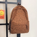 Brauner Cord-Rucksack mit schwarzen Schleifenmustern und Herz-Stickereidetails - Braun (Mit Anhänger)