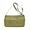 Borsa a tracolla in nylon a scacchi verde oliva con tracolla regolabile e logo argento - Verde