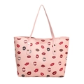 Roze shopper met lippenstiftprint en gouden klinknagels voor dagelijks modieus gebruik - Roze