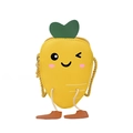 Cute yellow carrot-shaped mini crossbody bag with cartoon face and green leaf detail - Yellow