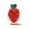 Cute carrot-shaped mini crossbody bag for girls with cartoon face and heart accents - Red