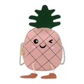 Bolso bandolera de piña rosa para niñas en cuero PU con diseño de cara de dibujos - Rosa