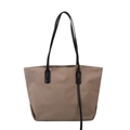 Khaki large capacity tote bag with black shoulder straps on a clean white background - Khaki