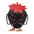 Cute black strawberry-shaped crossbody bag for girls with cartoon face and rope legs - Black