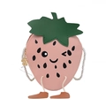 Pink strawberry crossbody bag for girls with cute cartoon face and green leaf detail - Pink