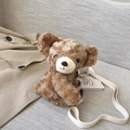 Lindo bolso bandolera de oso de peluche marrón con pelo sintético rizado - Estilo 3