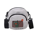Mini borsa a tracolla in tela bianco sporco con piccolo mostro verde e cinturino nero - Bianco Tipo 1