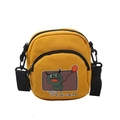 Borsa a tracolla in tela gialla con mostro verde dei cartoni e scritte giapponesi - Giallo Stile 1