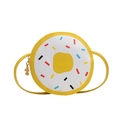 Borsa a tracolla per bambine a forma di ciambella bianca e gialla con stampa Hello - Giallo