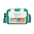 Japanese style green and white canvas crossbody bag with rabbit ears and PVC window - Green