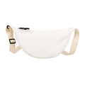 White nylon crescent dumpling bag with adjustable shoulder strap and buckle - White