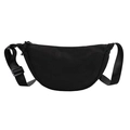 Black nylon crescent crossbody bag with adjustable wide shoulder strap and zip closure - Black