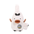 White canvas crossbody chest bag featuring a 3D duck design and a round rubber patch - White