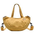 Borsa a tracolla in tela gialla con ricamo viso carino e tracolla regolabile - Banana / Giallo