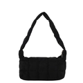 Sac sous le bras matelassé noir au design minimaliste avec motif de couture oblique - Noir