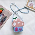 Borsa a tracolla per bambini a forma di fungo in ecopelle rosa e azzurra - Rosa
