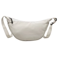 Bolso bandolera de media luna de nailon beige minimalista con correa ancha ajustable - Blanco Roto