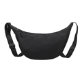 Bolso medialuna minimalista de nailon negro con correa ajustable ancha y cremallera - Negro