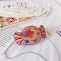 Borsa a tracolla rosa a forma di caramella per bambina con pois colorati e laccetto - Rosa