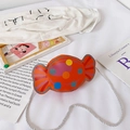 Borsa a tracolla a caramella arancione per bambine con pois colorati e tracolla in corda - Arancione