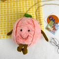 Borsa a tracolla peluche rosa a forma di pesca con viso ricamato e catena - Stile 4