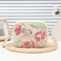 Cream shoulder bag with sequined floral embroidery and adjustable gold hardware detail - Off White