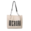 Off-white large tote bag with black MCAORI logo and metal chain contrast strap - White and Black
