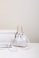 Sac seau blanc en similicuir avec bandoulière chaîne dorée et mini porte-monnaie - Blanc