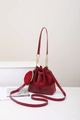 Sac seau en velours bordeaux avec cordon de serrage et porte-monnaie rond assorti - Rouge