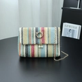 Rainbow woven crossbody bag with cat ear metal clasp and pearl tassel fringe - Color 3